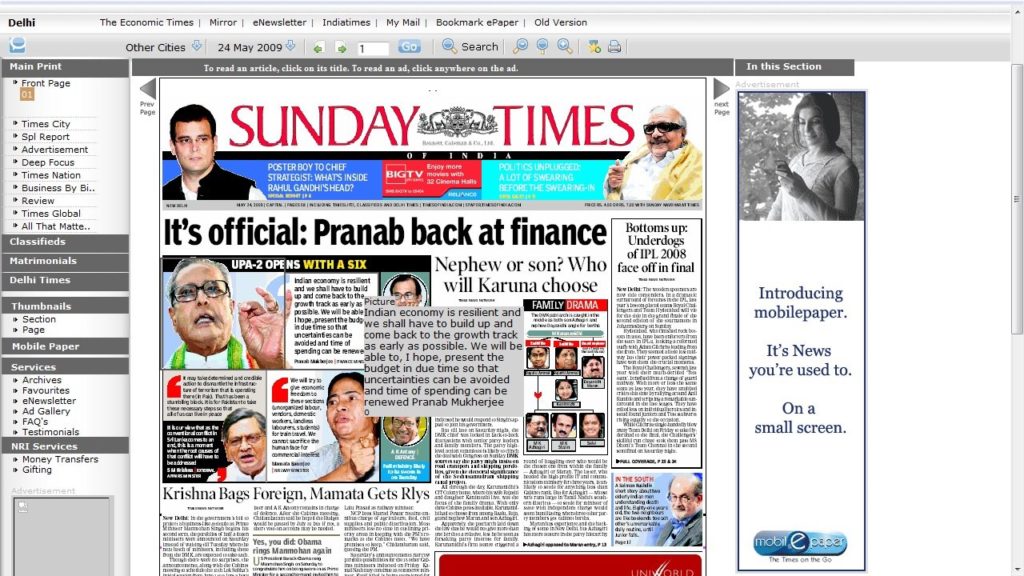 pressdisplay the times of india