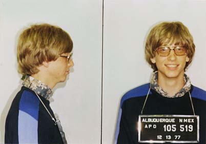 mugshot of his arrest in New Mexico in 1977 for a traffic violation